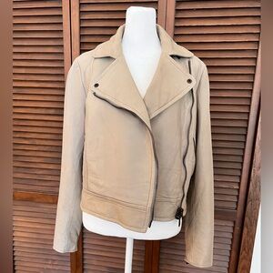 Coach Light Stone Lambskin  Leather Jacket